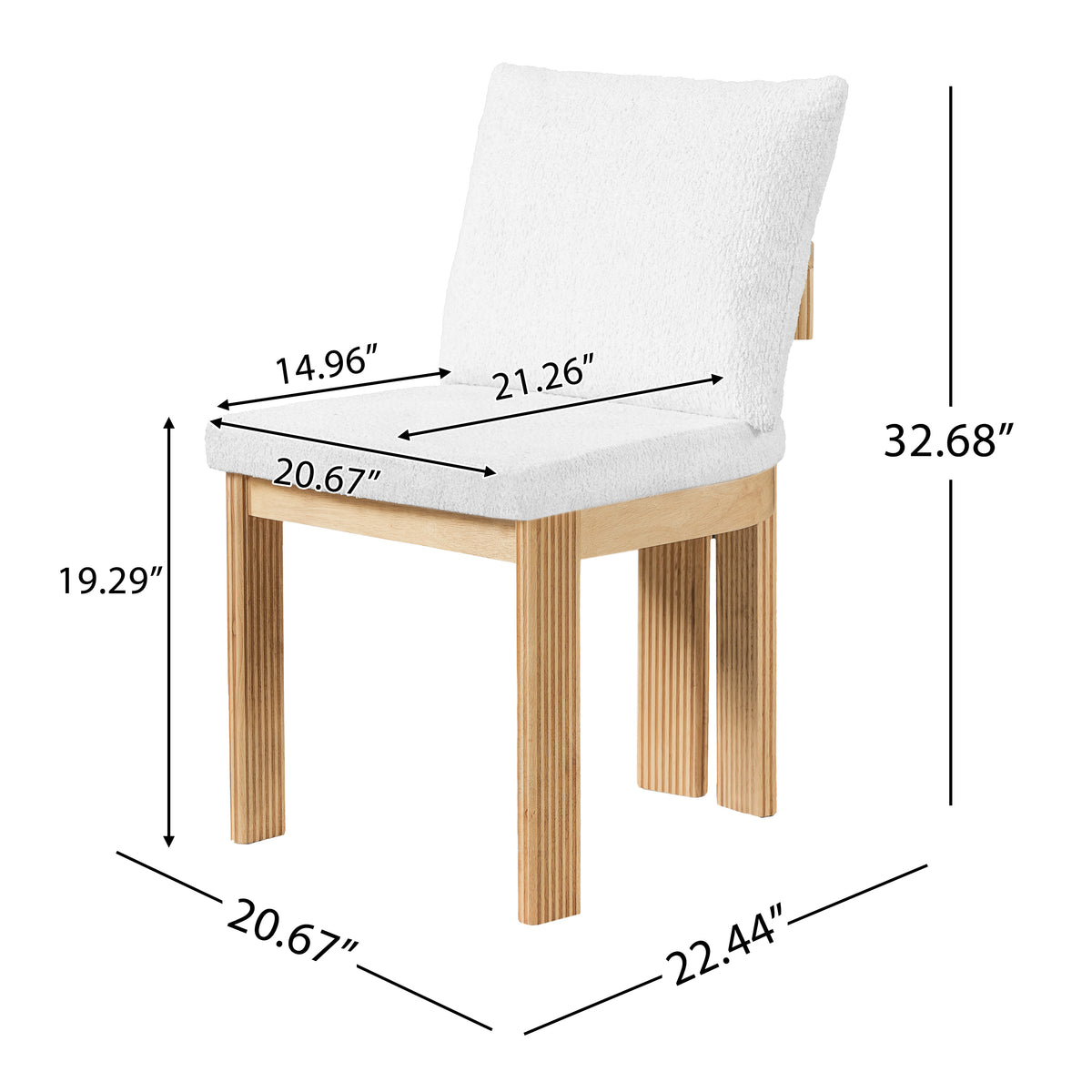 Oak and Cloud Boucle Dining Chairs, Set of 2 – view 3
