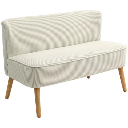 Cream Ribbed Loveseat – view 7