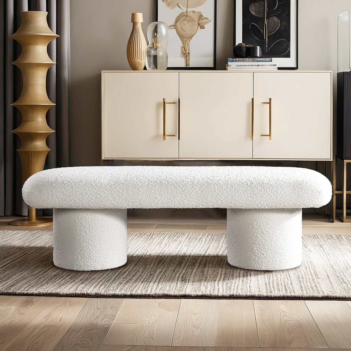 Randolph Ivory Boucle Bench – view 2
