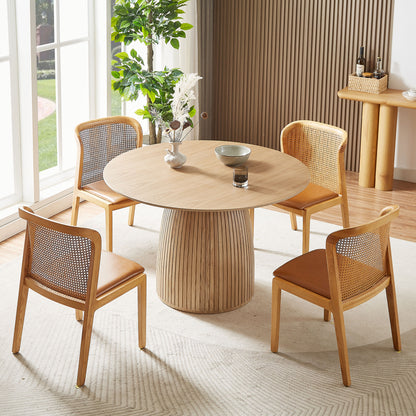Sora Fluted Oak Pedestal Dining Table – view 3