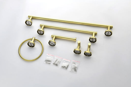 Brushed gold 6-piece bathroom hardware set