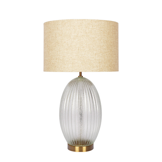 Aurora Ribbed Glass and Linen Table Lamp