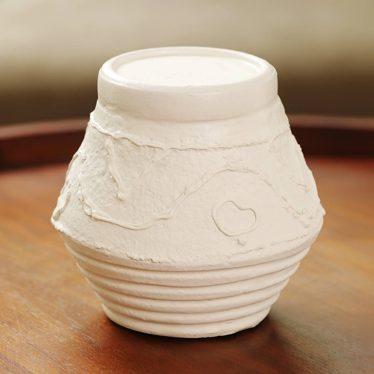 Lumen Stone Ribbed Candle Holder