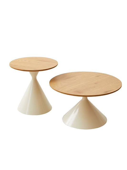 Cream Pedestal Nesting Coffee Table Set