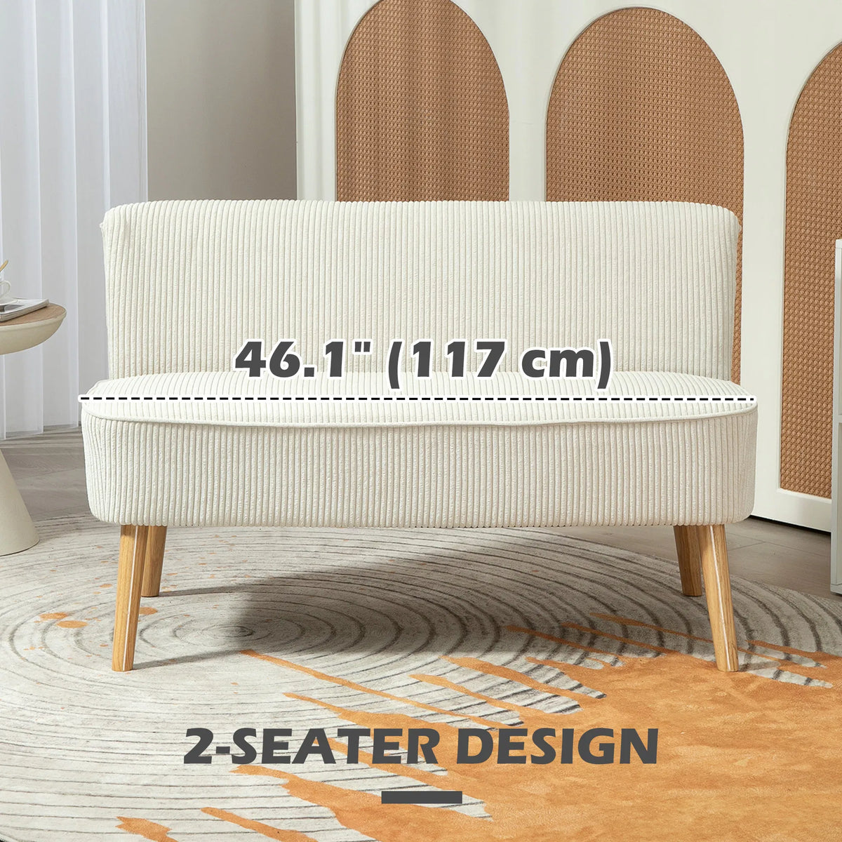 Cream Ribbed Loveseat – view 5
