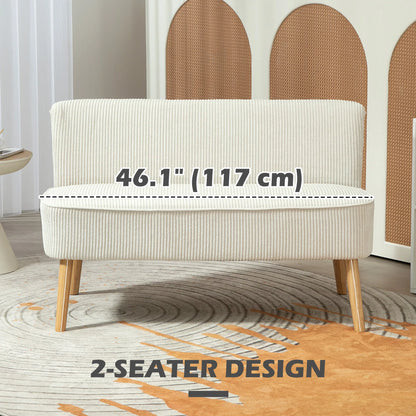 Cream Ribbed Loveseat – view 5