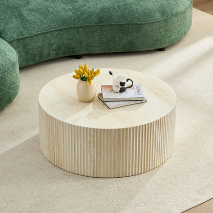 Travertine Fluted Round Coffee Table – view 4