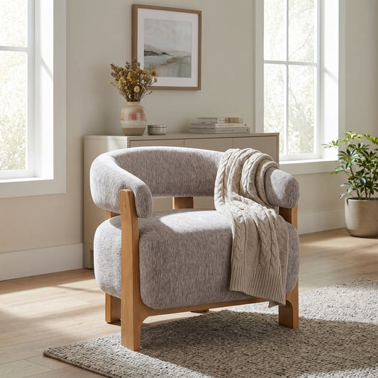 Boucle Barrel Accent Chair