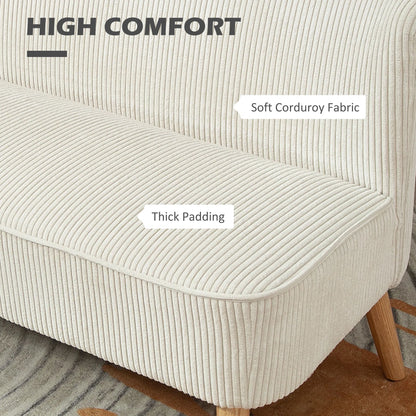 Cream Ribbed Loveseat – view 2