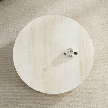 Travertine Fluted Round Coffee Table – view 2