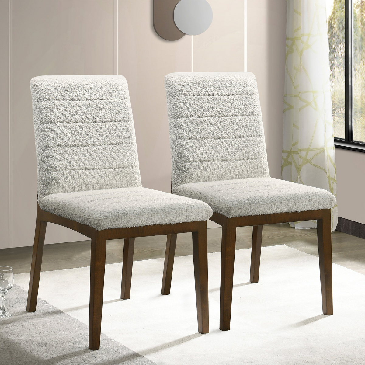 Ines Ivory Boucle Dining Chairs, Set of 2
