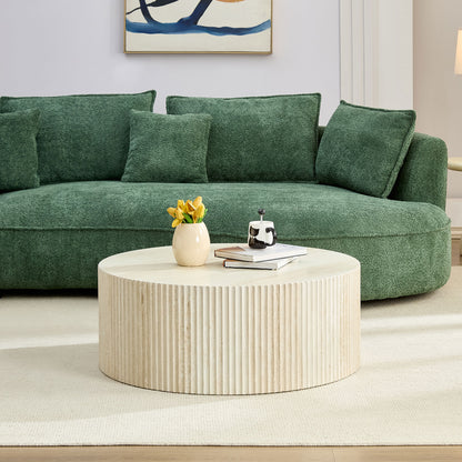 Travertine Fluted Round Coffee Table – view 5